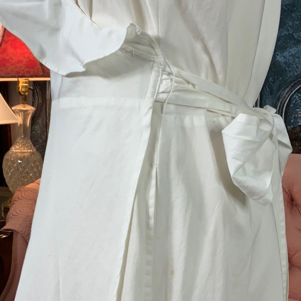 LRL Ralph Lauren White Summer classic wrap Dress with a ruffle V - Picture 6 of 14